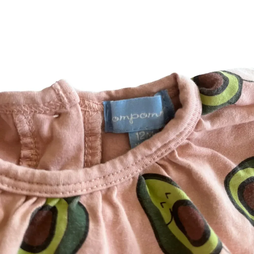 Pompomme baby girls avocado print bubble romper summer one piece size 12 months